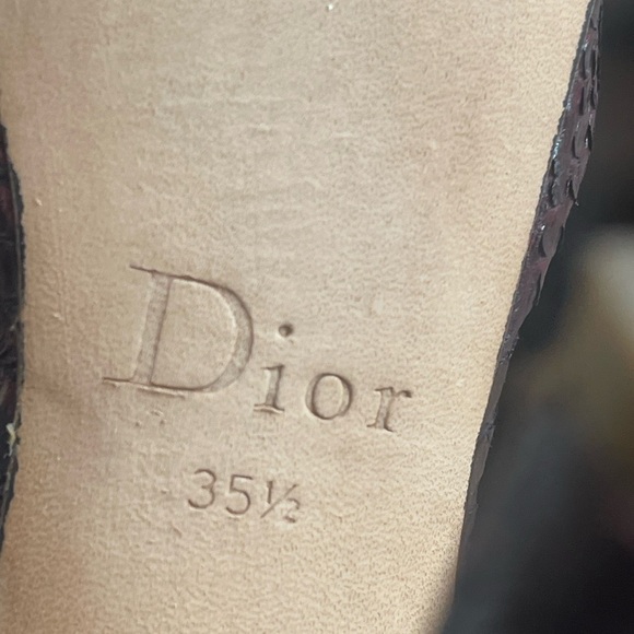 Christian Dior Python Leather Peep Toe Pumps Heels Burgundy Wine size 351/2 (5.5 - Picture 15 of 15